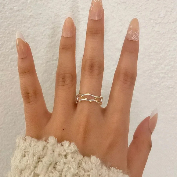 925 Sterling Silver & Gold Two Tone Ring Dainty Minimalist Stackable Ring - Picture 6 of 6